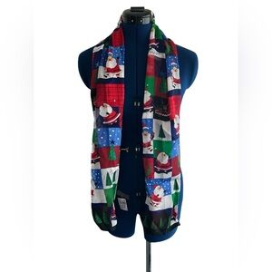 Festive silky Santa and Tree Pattern Scarf